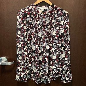 Veronica Beard Goldie Floral Silk Tuxedo Blouse
